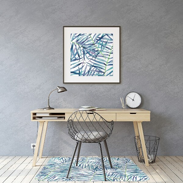Office chair mat exotic leaves