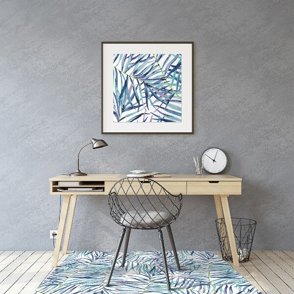 Office chair mat exotic leaves
