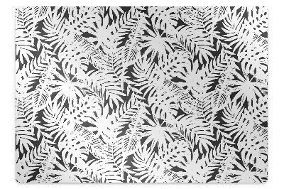 Chair mat Black and white leaves