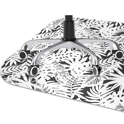 Chair mat Black and white leaves