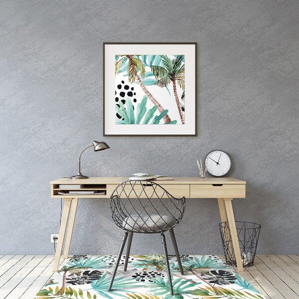 Office chair floor protector Palm trees and leaves
