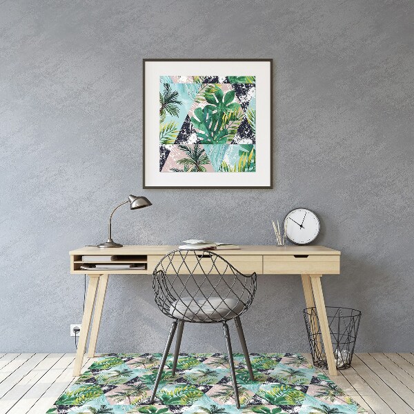 Office chair floor protector palm tree pattern