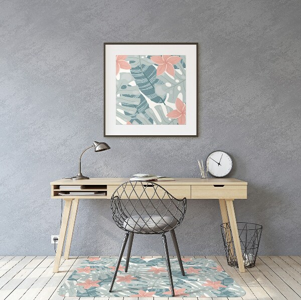 Chair mat floor panels protector tropical mural