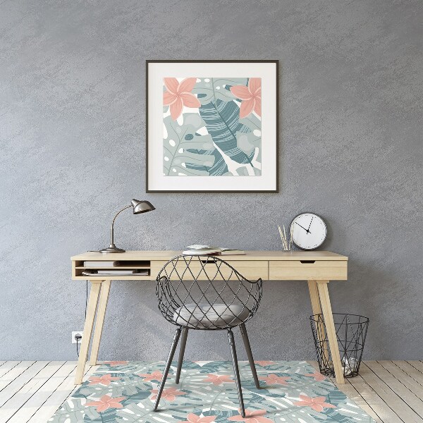 Chair mat floor panels protector tropical mural