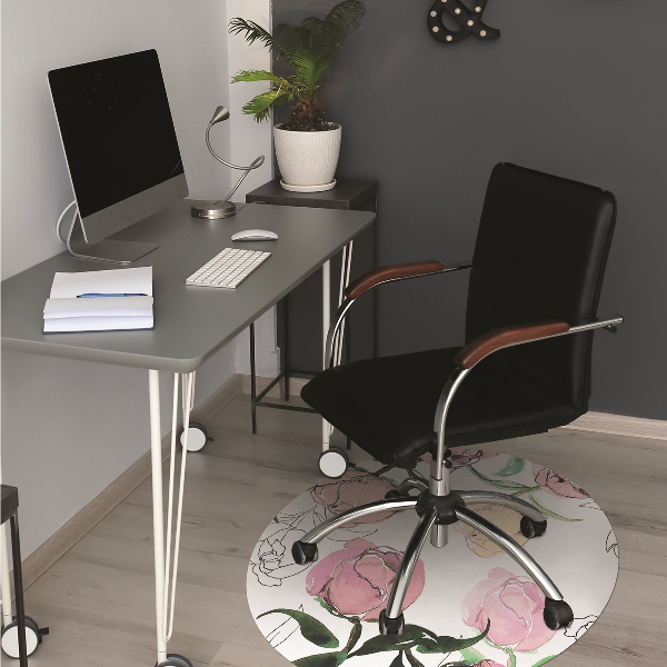 Office chair mat Peonies
