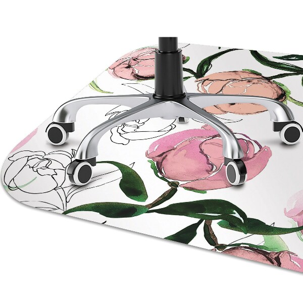 Office chair mat Peonies