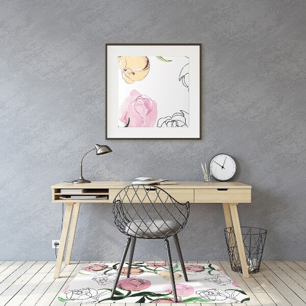 Office chair mat Peonies