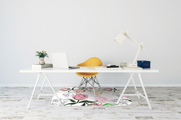 Office chair mat Peonies