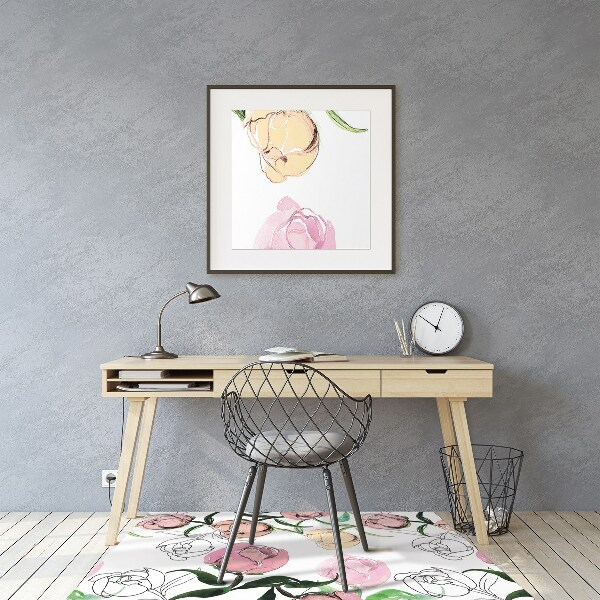 Office chair mat Peonies