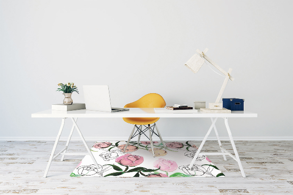 Office chair mat Peonies
