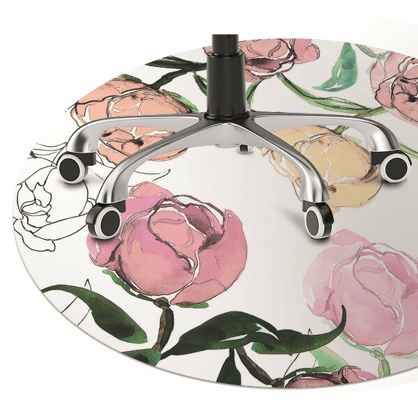 Office chair mat Peonies