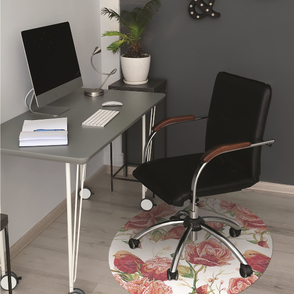 Office chair floor protector red birds