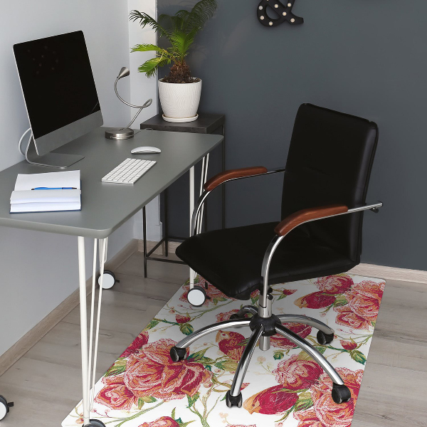 Office chair floor protector red birds