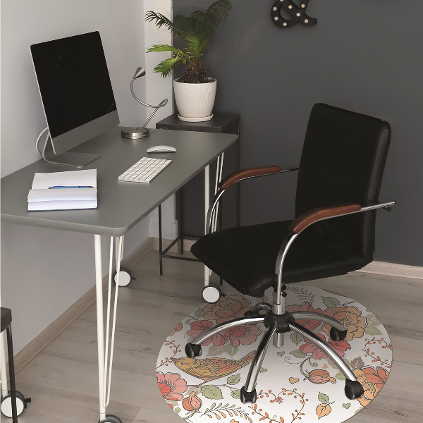 Office chair floor protector ornament birds