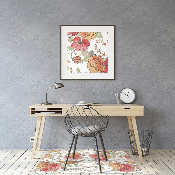 Office chair floor protector ornament birds