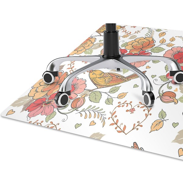 Office chair floor protector ornament birds
