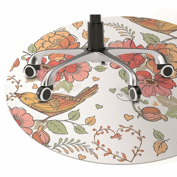 Office chair floor protector ornament birds