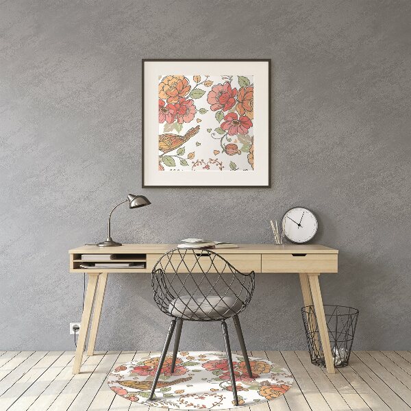 Office chair floor protector ornament birds