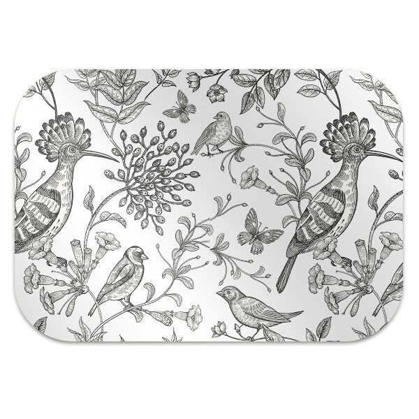 Chair mat floor panels protector sketched birds