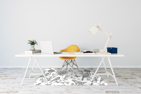 Chair mat floor panels protector sketched birds