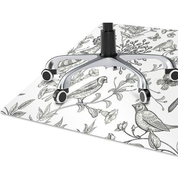 Chair mat floor panels protector sketched birds