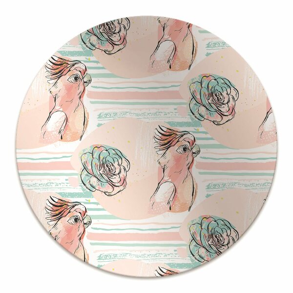 Desk chair mat pink parrots