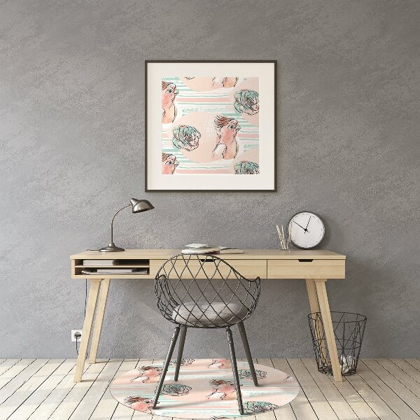 Desk chair mat pink parrots