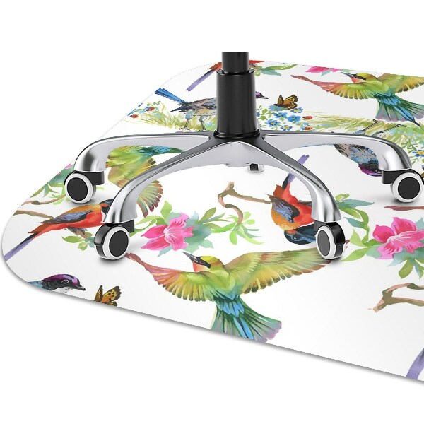 Office chair floor protector colorful bird