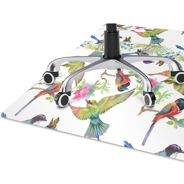 Office chair floor protector colorful bird