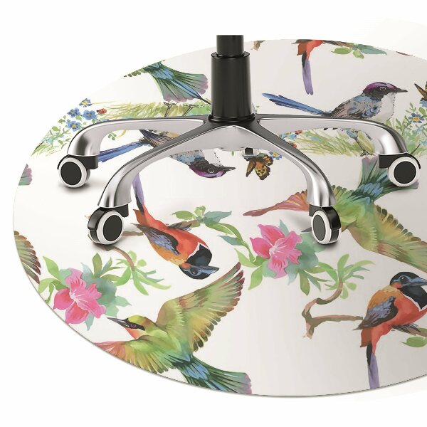 Office chair floor protector colorful bird
