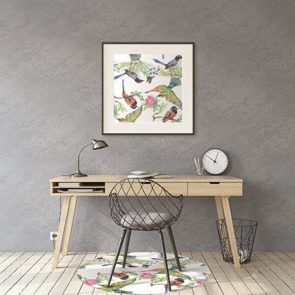 Office chair floor protector colorful bird