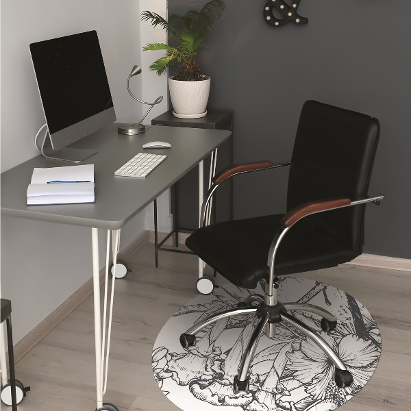 Office chair floor protector drawn birds