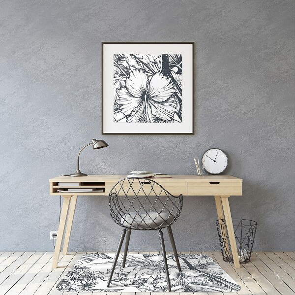 Office chair floor protector drawn birds