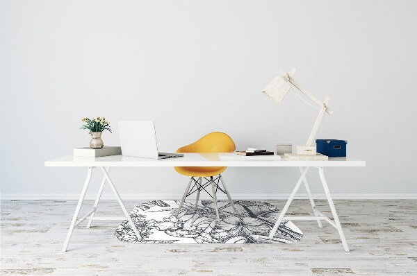 Office chair floor protector drawn birds