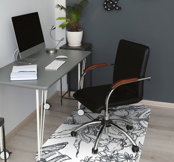 Office chair floor protector drawn birds