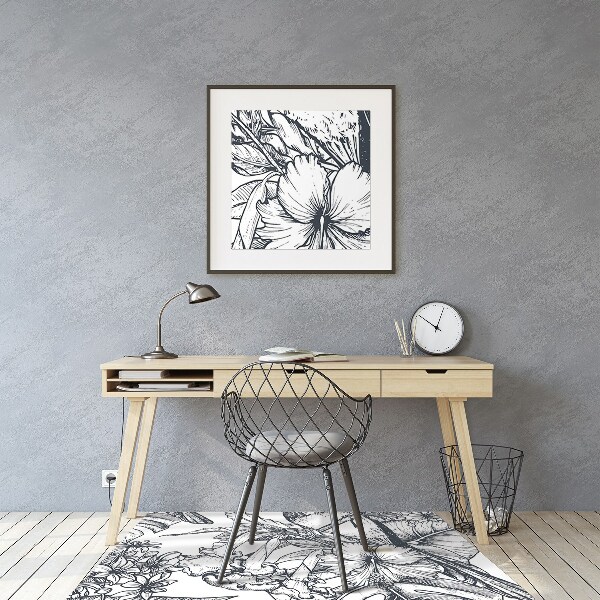 Office chair floor protector drawn birds