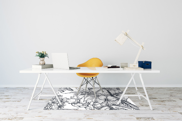 Office chair floor protector drawn birds