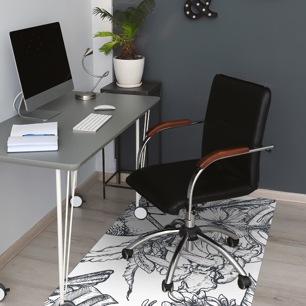 Office chair floor protector drawn birds