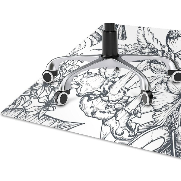 Office chair floor protector drawn birds