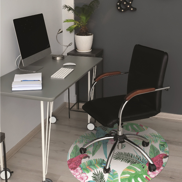 Computer chair mat parrots mural