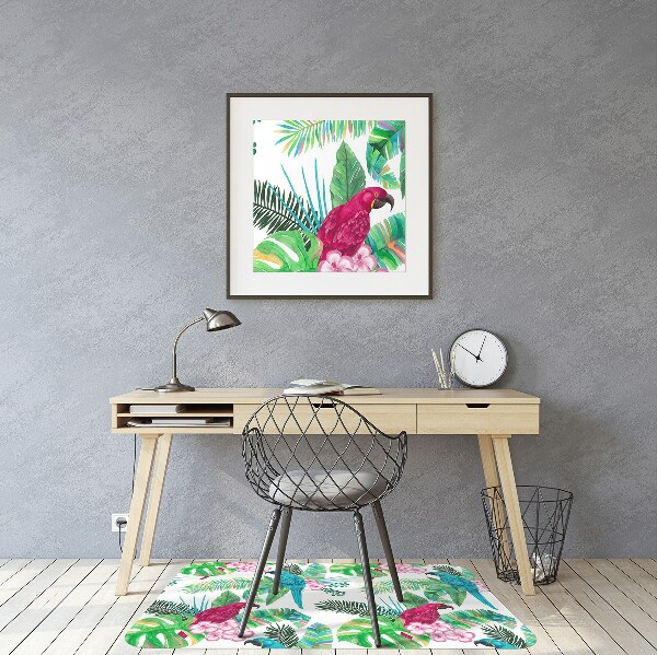 Computer chair mat parrots mural