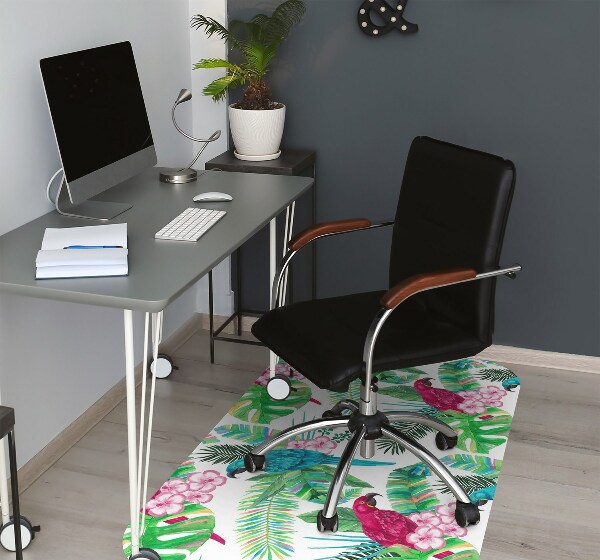 Computer chair mat parrots mural
