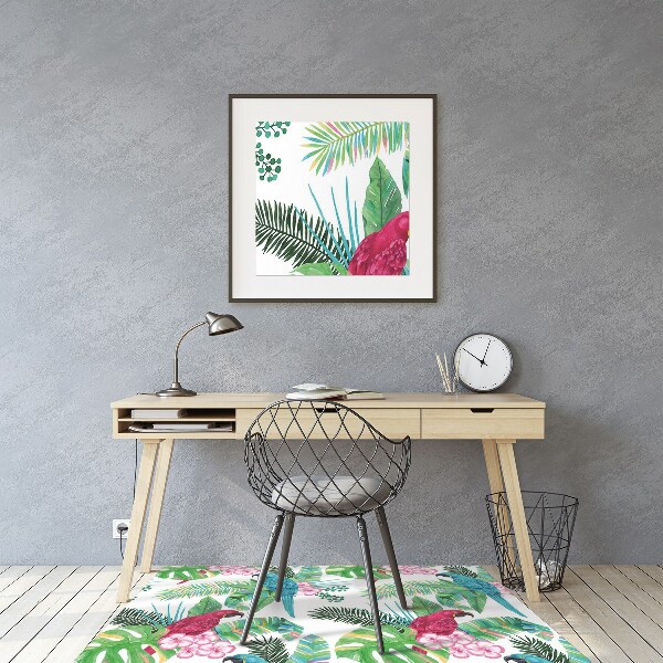 Computer chair mat parrots mural