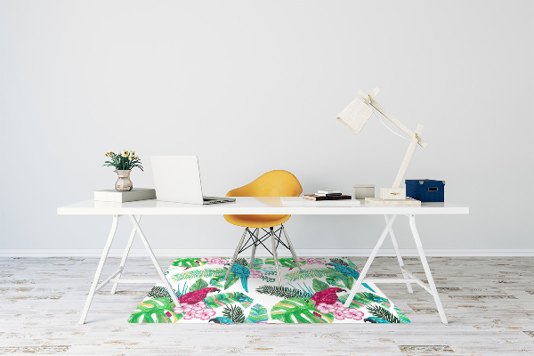 Computer chair mat parrots mural