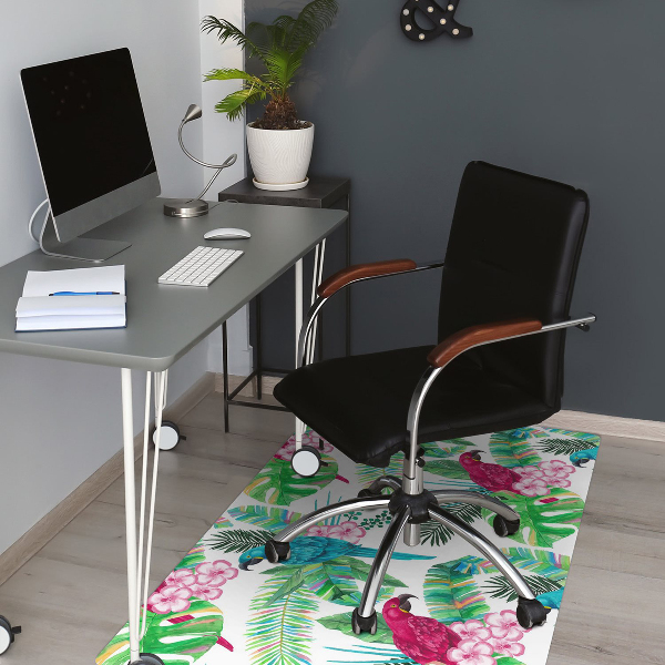 Computer chair mat parrots mural