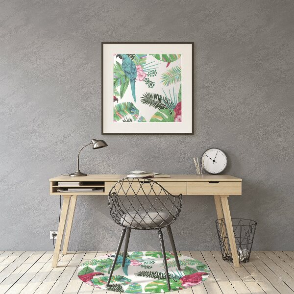 Computer chair mat parrots mural