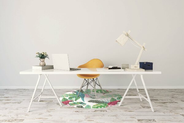 Computer chair mat parrots mural