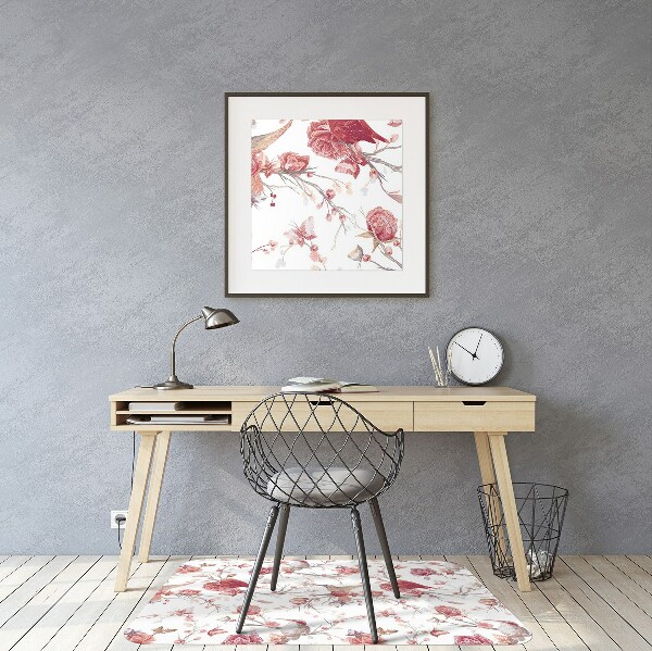 Office chair floor protector red birds