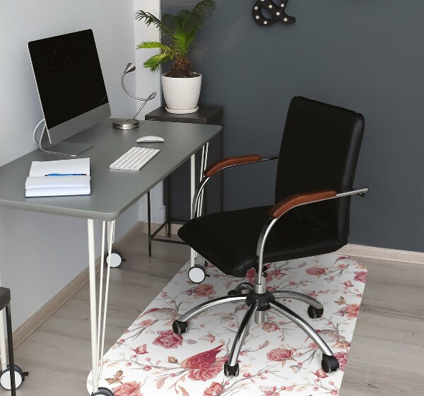 Office chair floor protector red birds