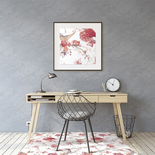 Office chair floor protector red birds